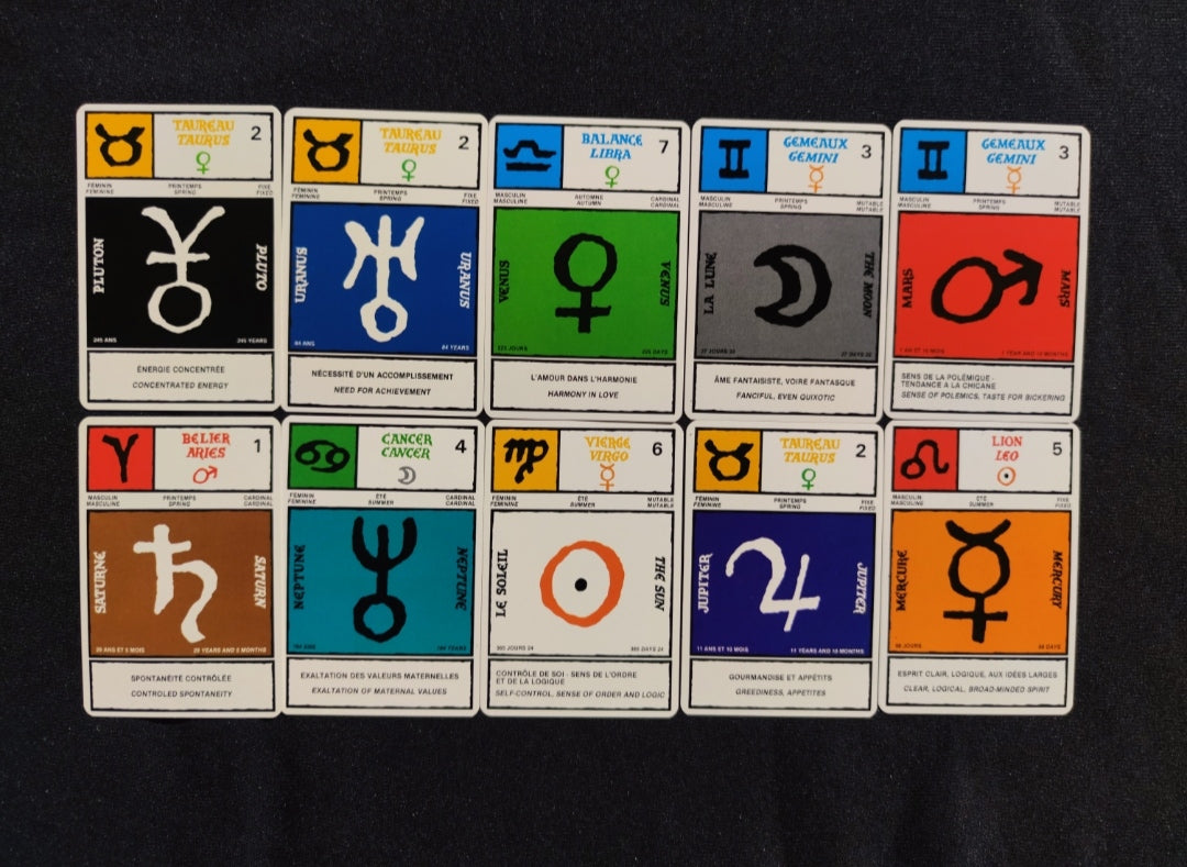 Astrogame by Brigitte Badel – Rare Vintage Astrology Card Deck (1986) – 120 Cards + Guidebook – Grimaud Edition