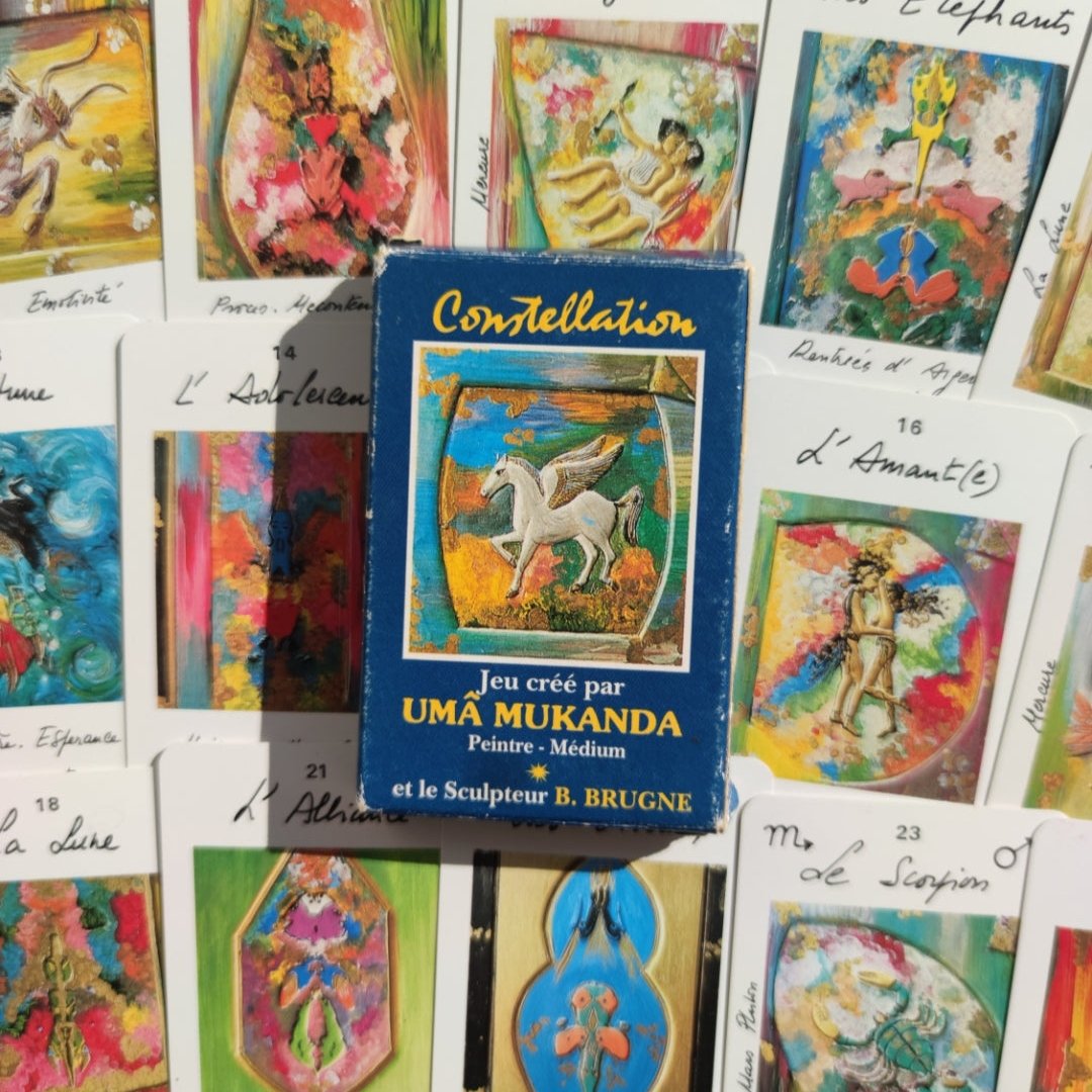 Rare 1986 Astrological Oracle by Uma Mukanda – 32-Card Divination Deck with Guidebook