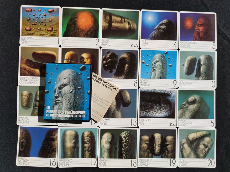 The Philosophers’ Stone Divination Deck (1984) – Rare 40-Card Symbolic Oracle for Spiritual Insight & Inner Work