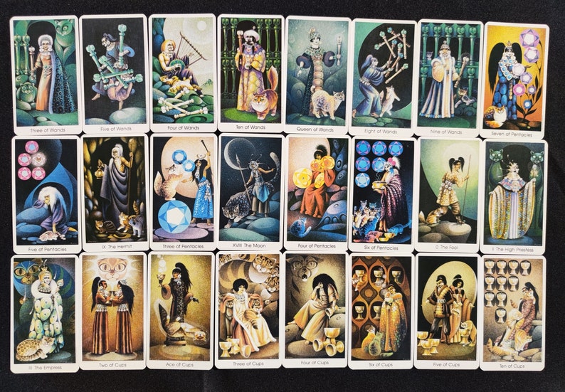 Tarot of the Cat People – Rare Vintage Tarot Deck by Karen Kuykendall – Complete with Booklet