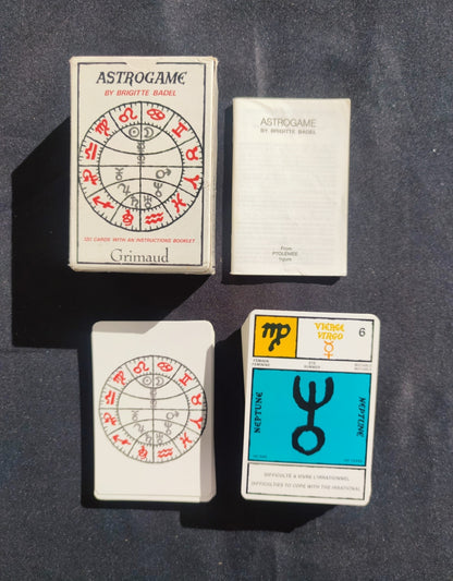 Astrogame by Brigitte Badel – Rare Vintage Astrology Card Deck (1986) – 120 Cards + Guidebook – Grimaud Edition
