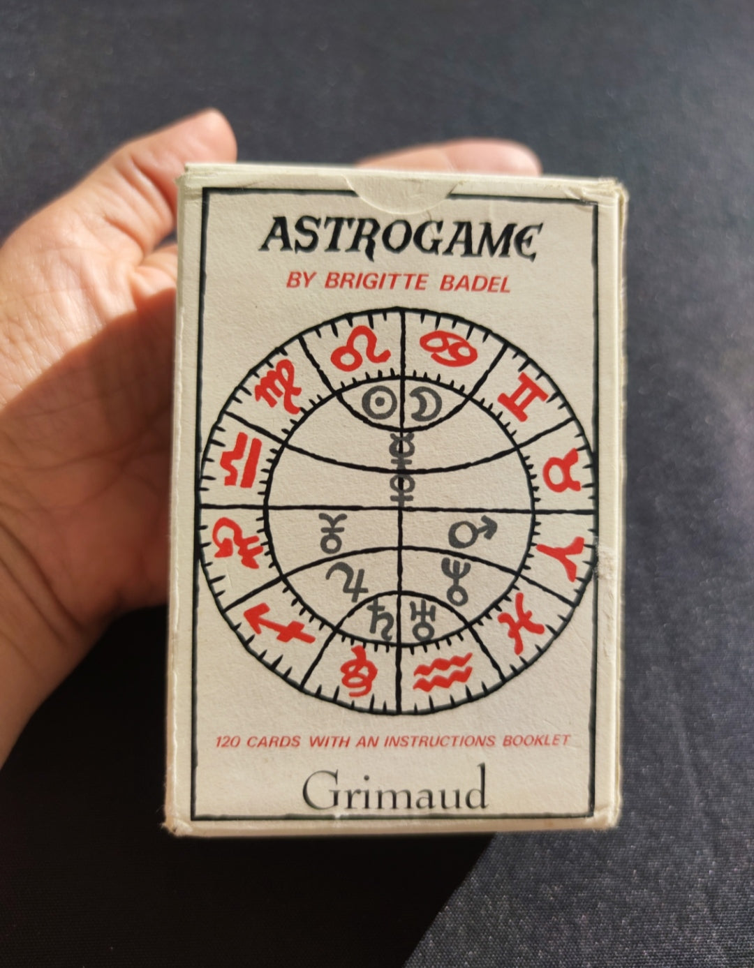 Astrogame by Brigitte Badel – Rare Vintage Astrology Card Deck (1986) – 120 Cards + Guidebook – Grimaud Edition