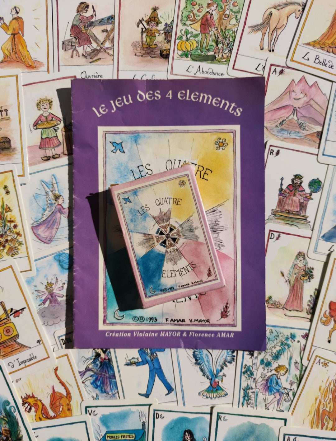Game of the 4 Elements Oracle (1993) – Rare Esoteric 35-Card Deck in French for Meditation & Divination