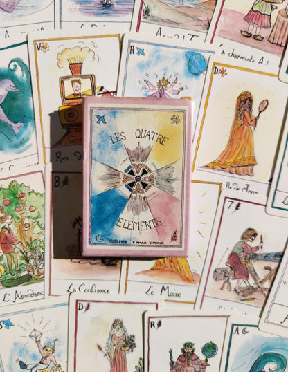 Game of the 4 Elements Oracle (1993) – Rare Esoteric 35-Card Deck in French for Meditation & Divination