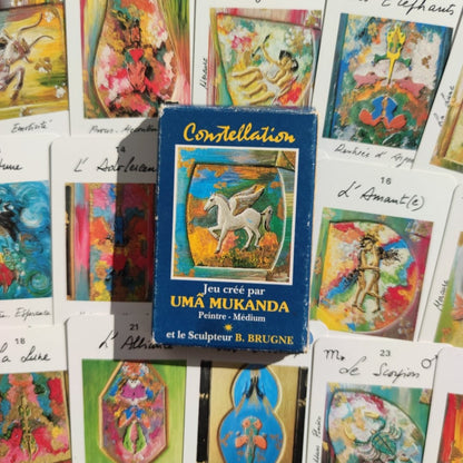Rare 1986 Astrological Oracle by Uma Mukanda – 32-Card Divination Deck with Guidebook