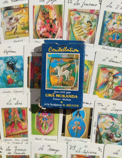 Rare 1986 Astrological Oracle by Uma Mukanda – 32-Card Divination Deck with Guidebook