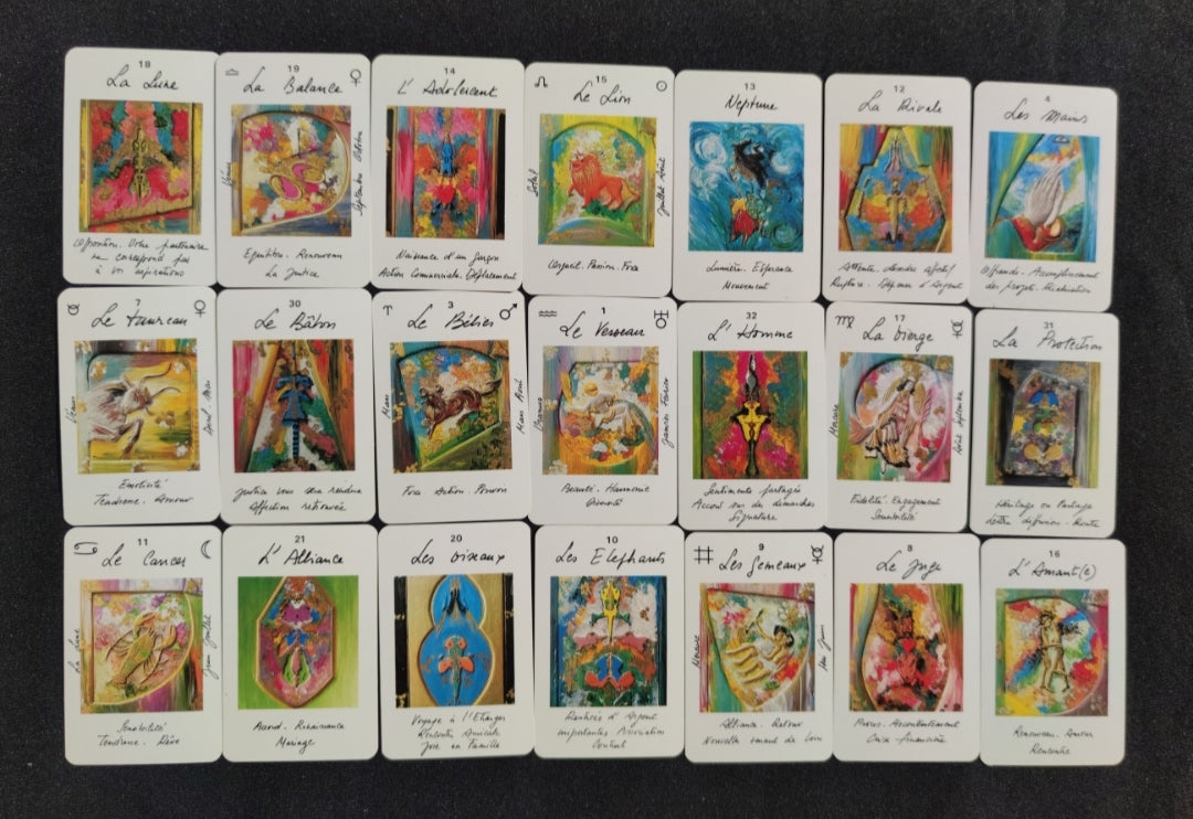 Rare 1986 Astrological Oracle by Uma Mukanda – 32-Card Divination Deck with Guidebook