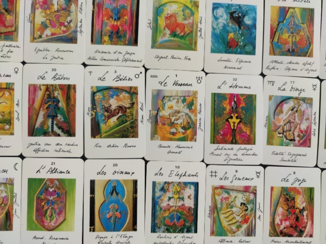 Rare 1986 Astrological Oracle by Uma Mukanda – 32-Card Divination Deck with Guidebook