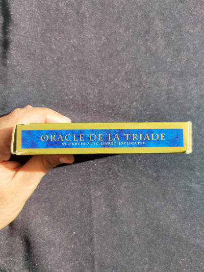 Cet Oracle a été créé par Dominique Duplaa "Éditions du Gange."
Ce jeu divinatoire n'est plus édité dans ce format.L’Oracle de la Triade est un jeu s’inspirant de la symbolique de philosophies et religions diverses : christianisme, judaïsme, astrologie, numérologie, alchimie, franc-maçonnerie, mythologies, kabbale, et aussi l’antiquité, l’Égypte ancienne, les traités de magie, la psychologie etc. Selon, l’auteur, ce jeu permet de cerner les problèmes matériels propres à notre dimension terrestre.
