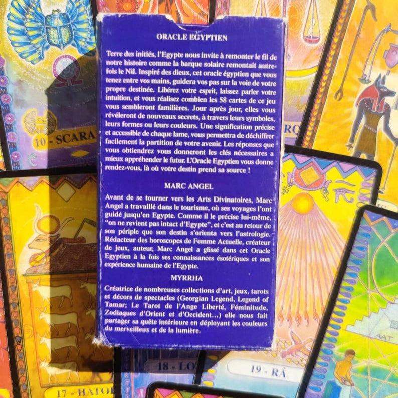 Boîte d'origine en carton du jeu Oracle Égyptien de Marc Angel & Myrrha, édition 2010.