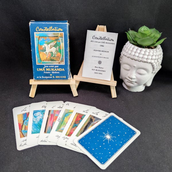 Rare 1986 Astrological Oracle by Uma Mukanda – 32-Card Divination Deck with Guidebook