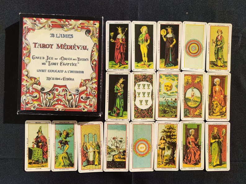 Medieval Tarot Étteilla – Rare 78-Card Reproduction with French Guide – Antique Divination Deck Inspired by Thoth