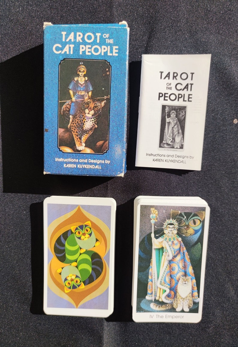 Tarot of the Cat People – Rare Vintage Tarot Deck by Karen Kuykendall – Complete with Booklet
