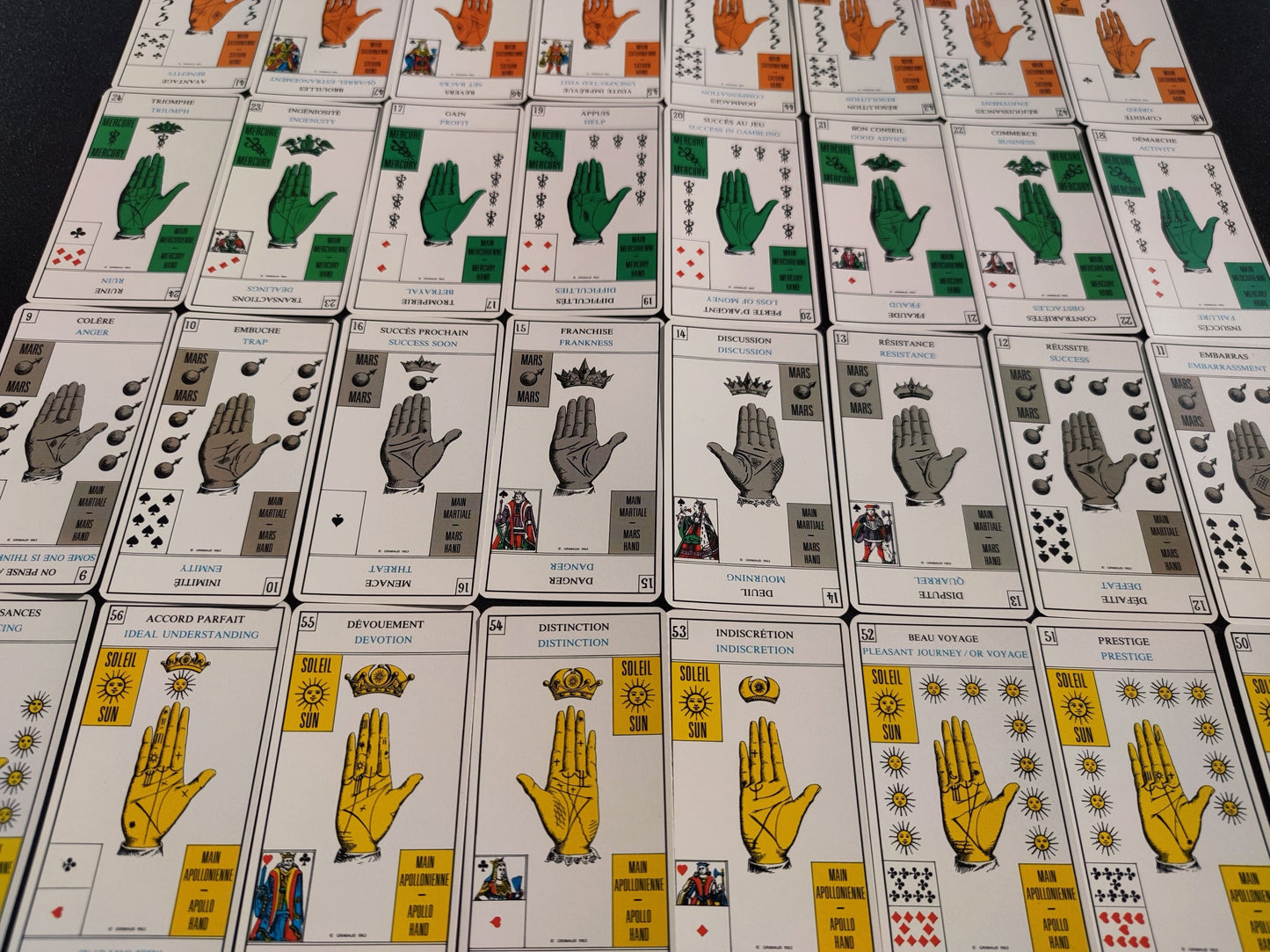 Hand game,palmistry-Grimaud- 1969-gift-divination-cartomancy-clairvoyance-fortune telling- tarot deck-esotericism-prediction