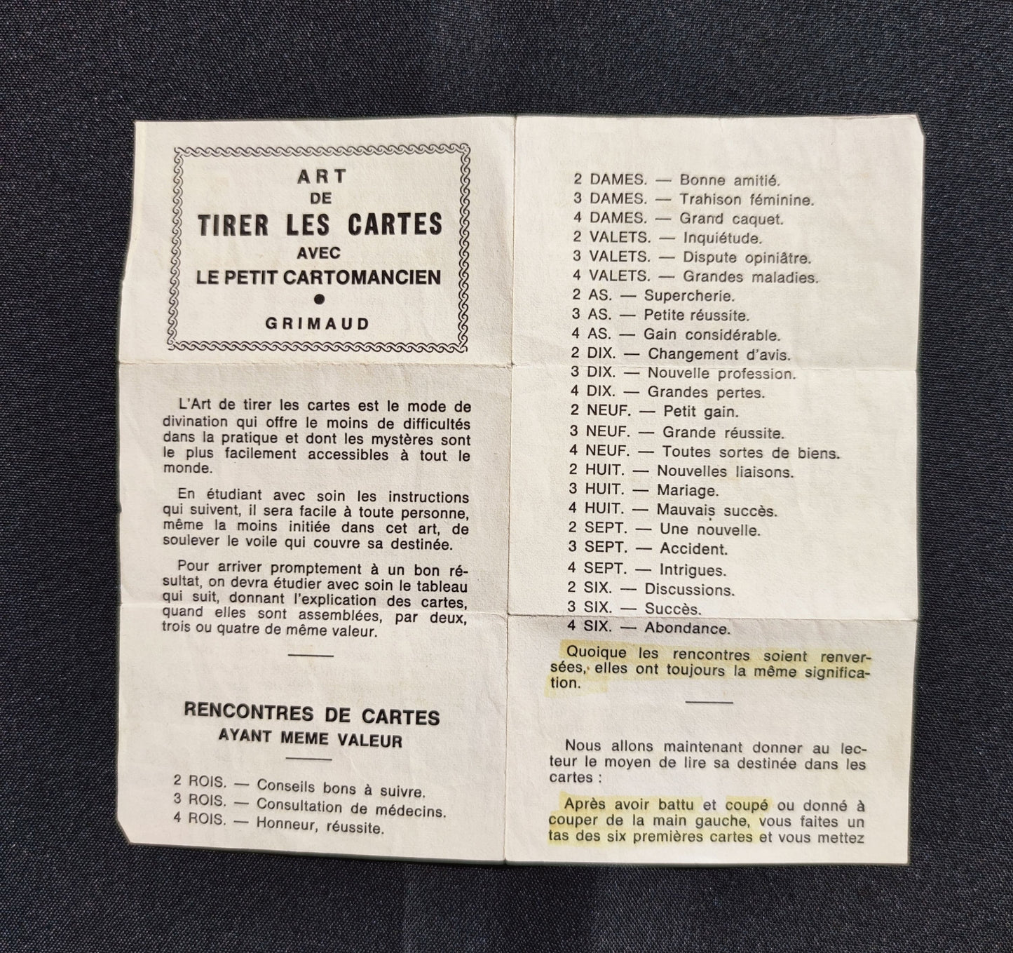 The Little Fortune Teller 1969- grimaud--gift-divination-cartomancy-clairvoyance-fortune telling-tarot deck-esotericism-divinatory guidance