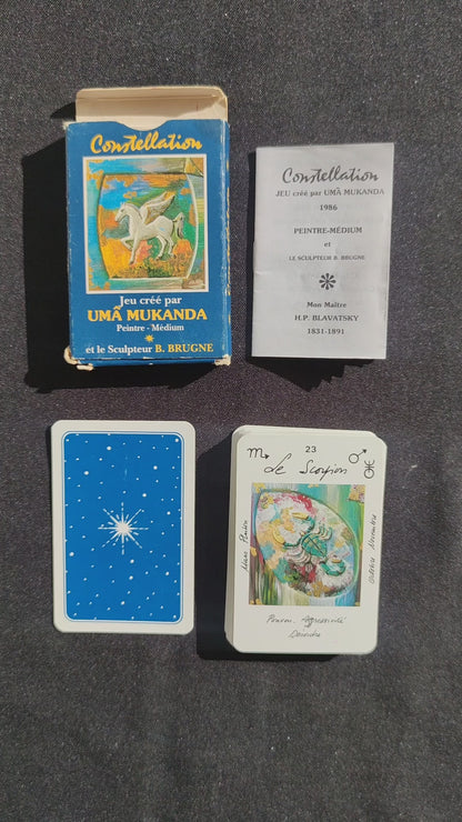 Rare 1986 Astrological Oracle by Uma Mukanda – 32-Card Divination Deck with Guidebook