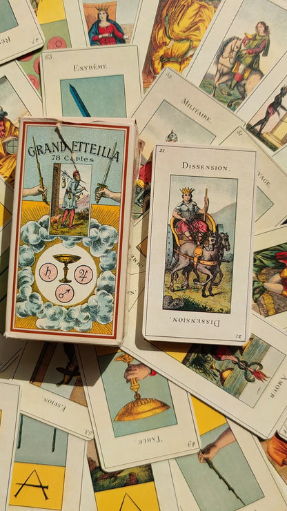 Grand Etteilla Tarot Égyptien Dusserre 1980 – Jeu Divinatoire Rare Complet avec Livret