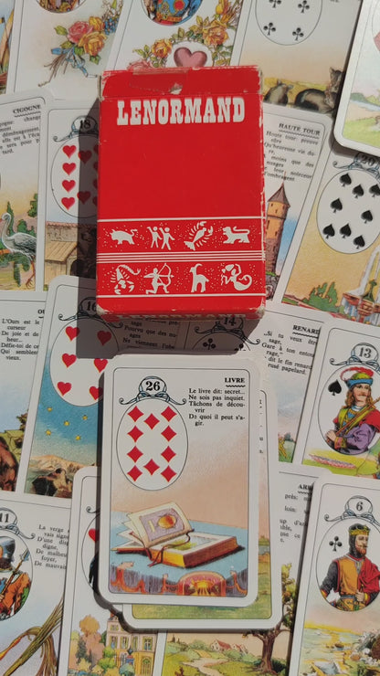 Jeu Divinatoire Lenormand – Édition Rare Années 60/70 | Cartes de Bonne Aventure avec Notice en Français