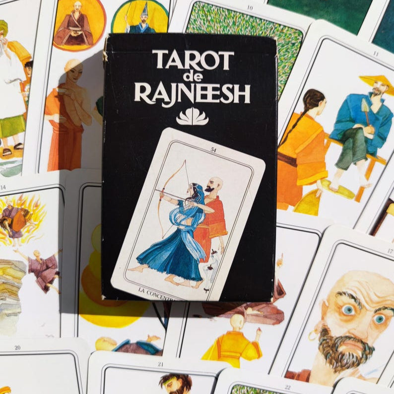 Tarot de Rajneesh 1996, jeu complet de 60 cartes, rare et spirituel, en très bon état, édition en français.